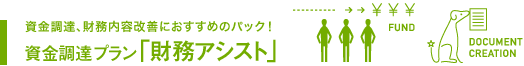 資金調達、財務内容改善におすすめのパック！資金調達プラン「財務アシスト」